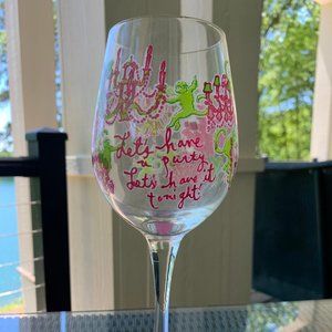 Lilly Pulitzer Hand Painted Wine Glass